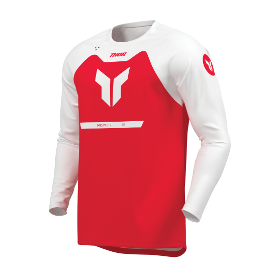Maillot cross enfant Thor 2026 Ridemode Menace - Rouge Blanc