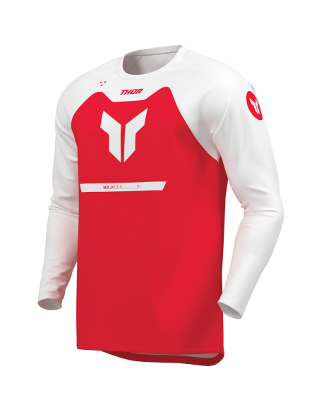 Maillot cross enfant Thor 2026 Ridemode Menace - Rouge Blanc