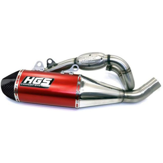 Ligne complète inox alu Rouge embout carbone HGS HONDA CRF R 450 2021 - 2024