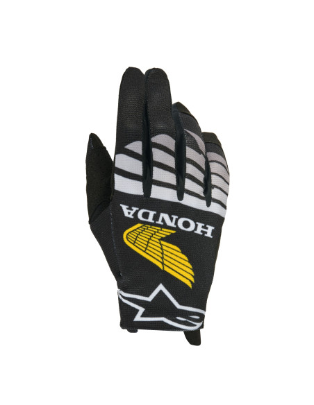Gants cross Alpinestars 2026 Honda Racer Veil - Noir Gris Jaune