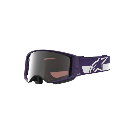Masque cross Alpinestars Supertech Vision Hunter 96 - Violet Blanc écran iridium Argent