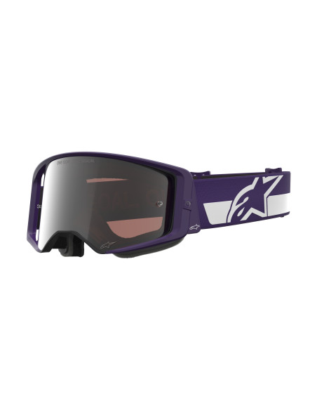 Masque cross Alpinestars Supertech Vision Hunter 96 - Violet Blanc écran iridium Argent
