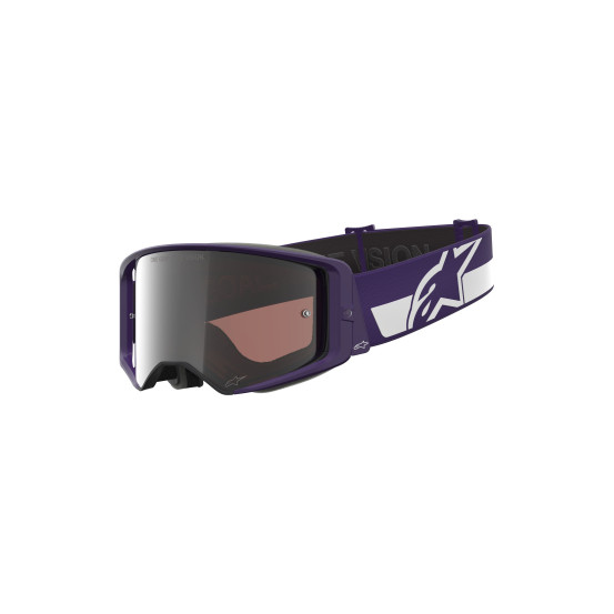 Masque cross Alpinestars Supertech Vision Hunter 96 - Violet Blanc écran iridium Argent