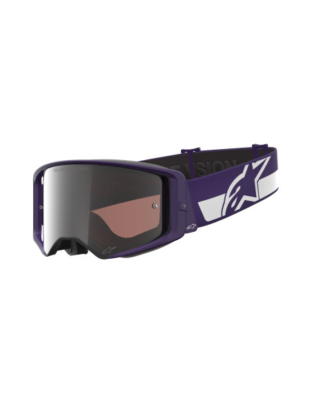 Masque cross Alpinestars Supertech Vision Hunter 96 - Violet Blanc écran iridium Argent