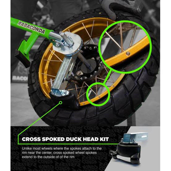 Tête de canard pour roues à rayons croisés + bras machine RABACONDA Street Bike