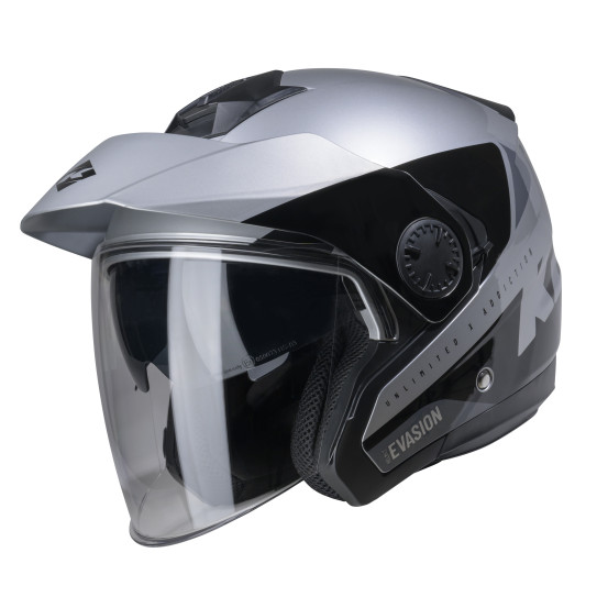 Casque jet Kenny Evasion Graphic - Argent Noir