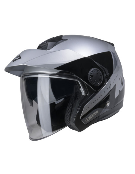 Casque jet Kenny Evasion Graphic - Argent Noir