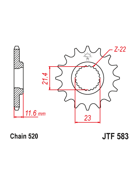 Kit chaine EK CHAIN racing acier YAMAHA TT-R 250 1999 - 2004