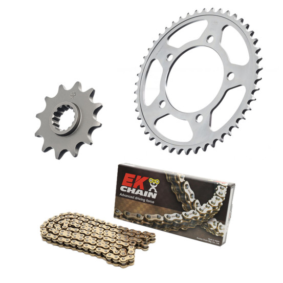 Kit chaine EK CHAIN racing acier KAWASAKI NINJA 300 2013 - 2017
