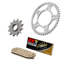 Kit chaine EK CHAIN racing acier HONDA XR 100 1985 - 2003