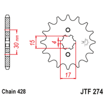 Kit chaine EK CHAIN racing acier HONDA XR 100 1985 - 2003 2