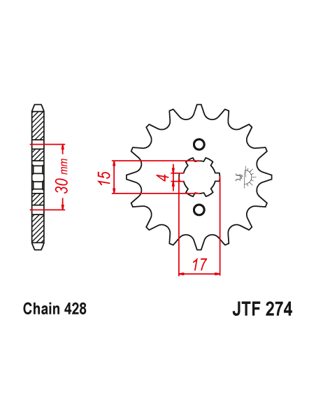 Kit chaine EK CHAIN racing acier HONDA XR 100 1985 - 2003