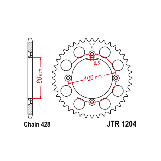 Kit chaine EK CHAIN racing acier HONDA XR 100 1985 - 2003