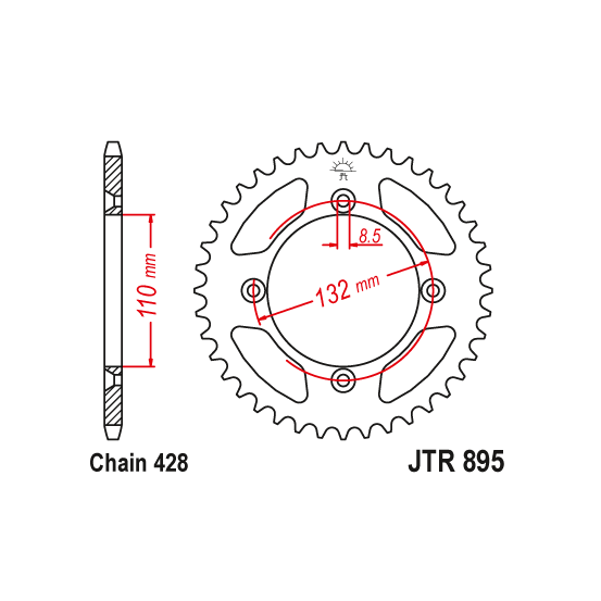 Kit chaine EK CHAIN racing acier HUSQVARNA TC 85 2014 - 2017