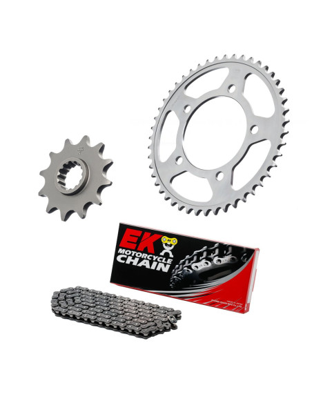 Kit chaine EK CHAIN racing acier KTM 65 SX 2002 - 2010
