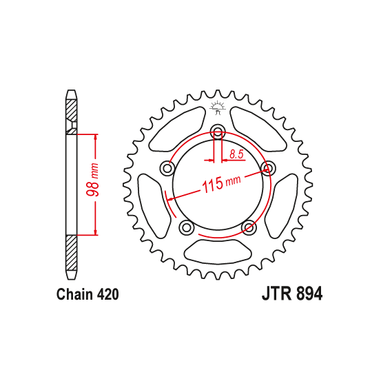 Kit chaine EK CHAIN racing acier KTM 65 SX 2002 - 2010