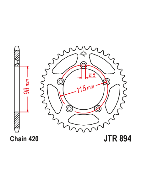 Kit chaine EK CHAIN racing acier KTM 65 SX 2002 - 2010