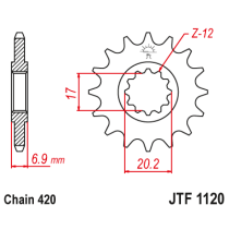 Kit chaine EK CHAIN racing acier YAMAHA TZR 50 1996 - 2002 2