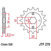 Kit chaine EK CHAIN renforcée acier DERBI 250 DXR 2004 - 2011 2