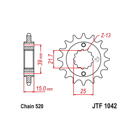 Kit chaine EK CHAIN renforcée acier KYMCO KXR 250 2003 - 2006 - MAXXER 300 2005 - 2018 - MXU 250 2005 - 2008 - 300 2005 - 2020