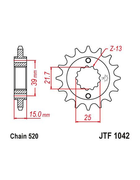 Kit chaine EK CHAIN renforcée acier KYMCO KXR 250 2003 - 2006 - MAXXER 300 2005 - 2018 - MXU 250 2005 - 2008 - 300 2005 - 2020