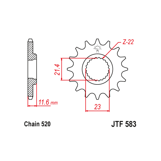 Kit chaine EK CHAIN renforcée acier YAMAHA TT-R 250 1999 - 2004