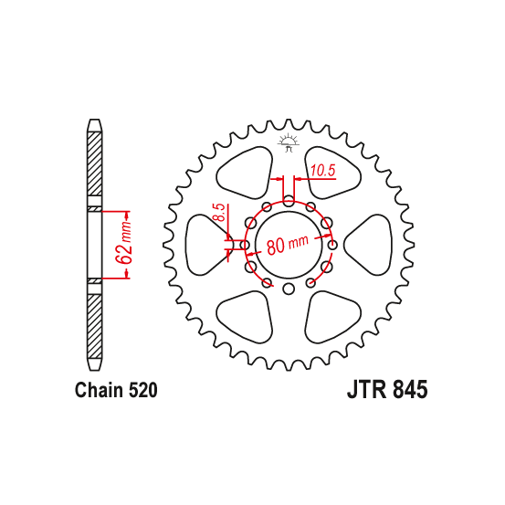 Kit chaine EK CHAIN renforcée acier YAMAHA XT 250 1981 - 1983