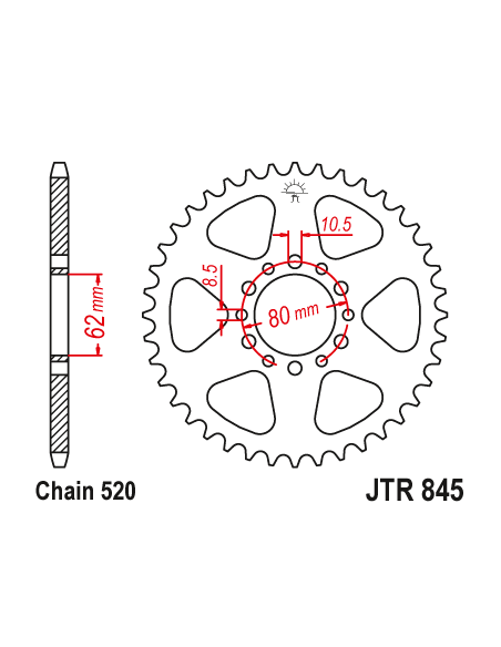 Kit chaine EK CHAIN renforcée acier YAMAHA XT 250 1981 - 1983