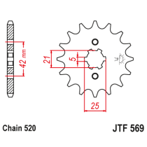 Kit chaine EK CHAIN renforcée acier YAMAHA YFM 350 RAPTOR 2005 - 2013 2