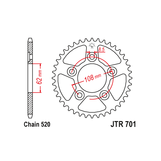 Kit chaine EK CHAIN renforcée acier CAGIVA MITO 125 1994 - 1999
