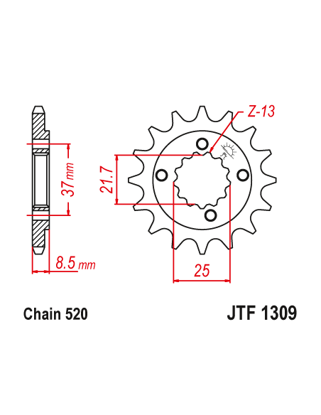 Kit chaine EK CHAIN renforcée acier POLARIS PREDATOR 500 2002 - 2013