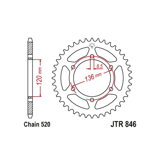 Kit chaine EK CHAIN renforcée acier YAMAHA TDR 250 1988 - 1990