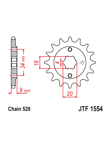 Kit chaine EK CHAIN renforcée acier YAMAHA YFS 200 BLASTER 1990 - 2006