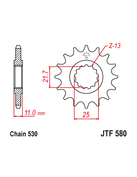 Kit chaine EK CHAIN renforcée acier YAMAHA YZF 750 1993 - 1996