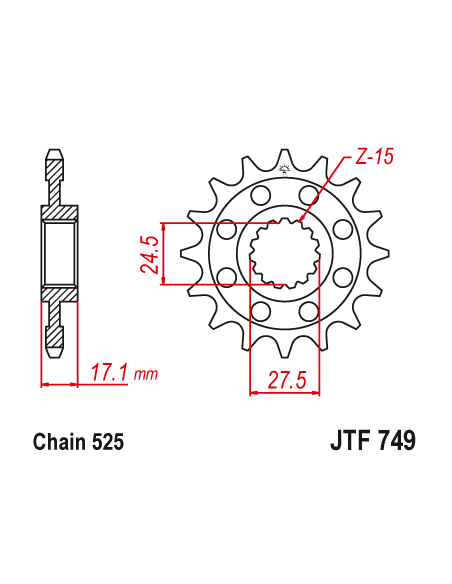 Kit chaine EK CHAIN super-renforcée acier DUCATI PANIGALE V4 2018 - 2024