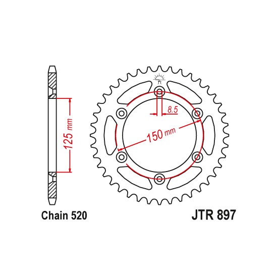 Kit chaine EK CHAIN super-renforcée acier KTM 625 SXC 2003 - 2007