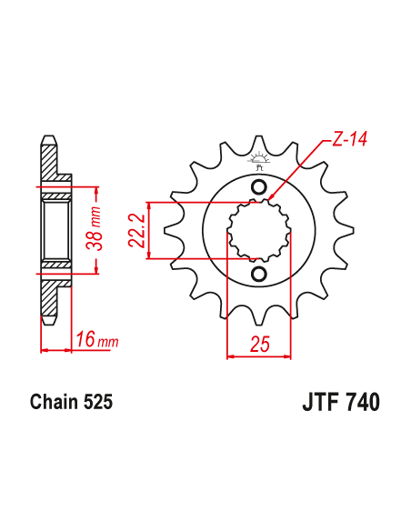 Kit chaine EK CHAIN super-renforcée acier DUCATI 796 MONSTER 2010 - 2015