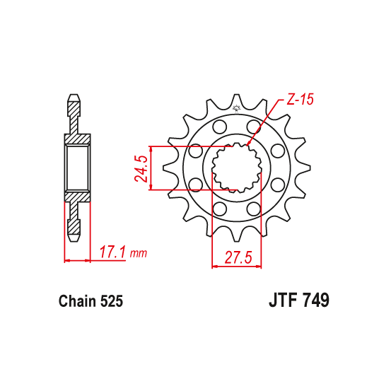Kit chaine EK CHAIN super-renforcée acier DUCATI PANIGALE V4 2018 - 2024