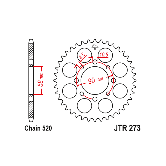 Kit chaine EK CHAIN super-renforcée acier HONDA XL 125 VARADERO 2001 - 2017