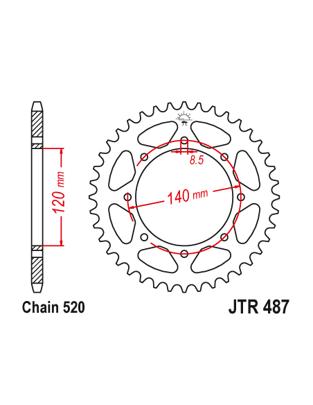 Kit chaine EK CHAIN super-renforcée acier KAWASAKI KLE 500 2005 - 2007