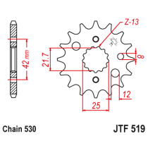 Kit chaine EK CHAIN super-renforcée acier KAWASAKI ZZR 600 1993 - 2006 2