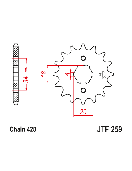 Kit chaine EK CHAIN super-renforcée acier DAELIM VJ 125 ROADWIN 2004 - 2006