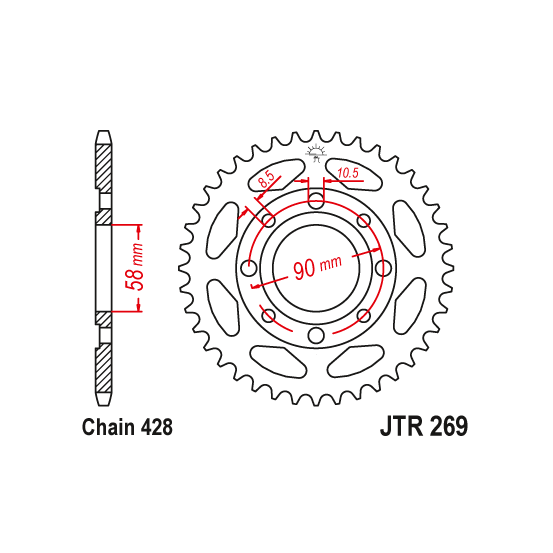 Kit chaine EK CHAIN super-renforcée acier DAELIM VJ 125 ROADWIN 2004 - 2006
