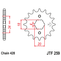 Kit chaine EK CHAIN super-renforcée acier DAELIM VL 125 DAYSTAR 2000 - 2007 2