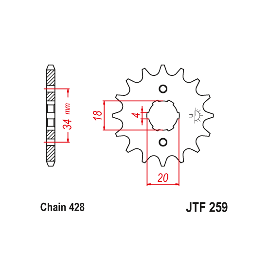 Kit chaine EK CHAIN super-renforcée acier DAELIM VL 125 DAYSTAR 2000 - 2007