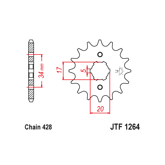 Kit chaine EK CHAIN super-renforcée acier HONDA CBF 125 2009 - 2014