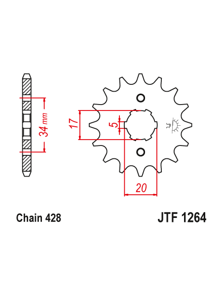 Kit chaine EK CHAIN super-renforcée acier HONDA CBR 125 R 2004 - 2005