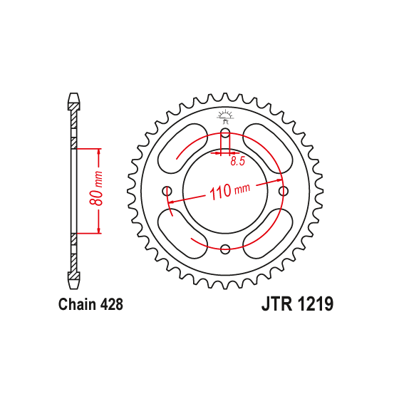 Kit chaine EK CHAIN super-renforcée acier HONDA CBF 125 2009 - 2014