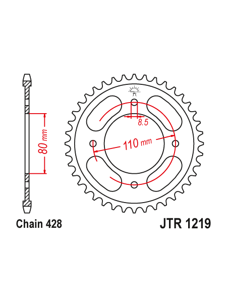 Kit chaine EK CHAIN super-renforcée acier HONDA CBF 125 2009 - 2014