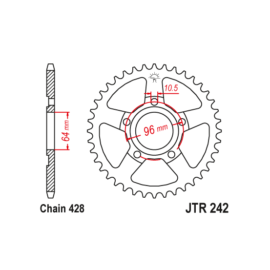 Kit chaine EK CHAIN super-renforcée acier HONDA XL 125 R 1982 - 1989